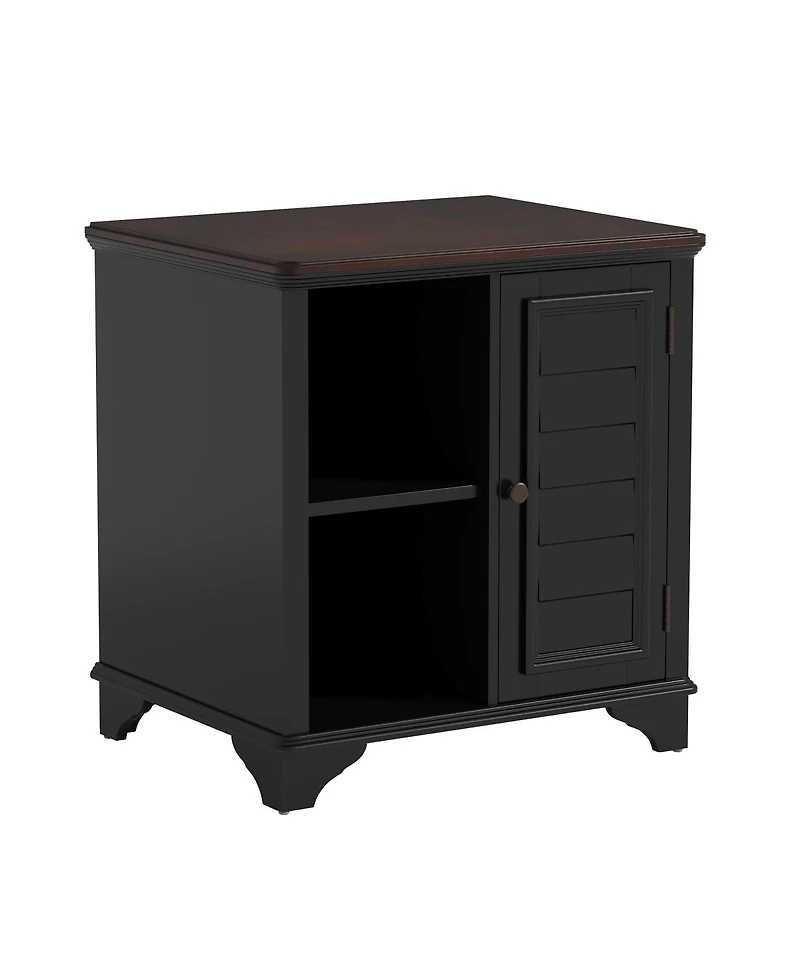 Streamdale Furniture End Table Side Table with a shutter style design.With two woven grass baskets