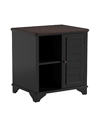 Streamdale Furniture End Table Side Table with a shutter style design.With two woven grass baskets