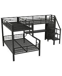 Streamdale FurnitureL-shaped bunk and loft bed Built-in Wardrobe and Desk with Usb