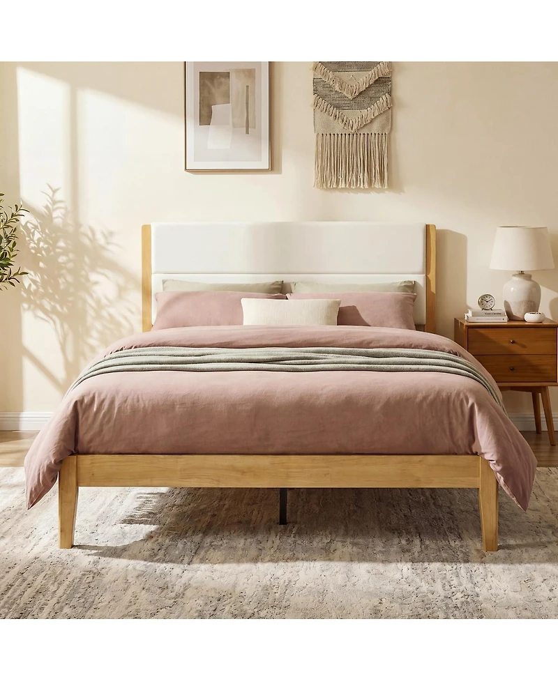 Streamdale Furniture Mid-Century Modern Upholstered Platform Bed Frame