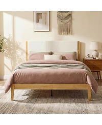 Streamdale Furniture Mid-Century Modern Upholstered Platform Bed Frame