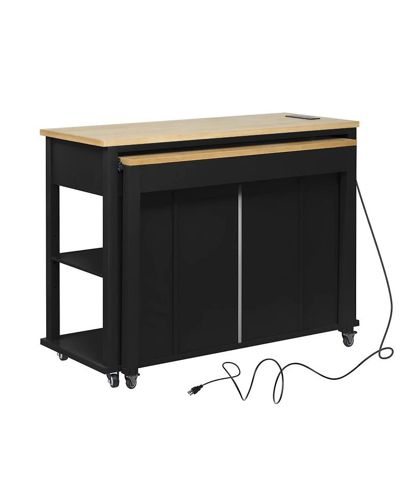 Streamdale Furniture 47'' Kitchen Island with Extendable Dining Table Storage and Power Outlet