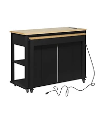 Streamdale Furniture 47'' Kitchen Island with Extendable Dining Table Storage and Power Outlet