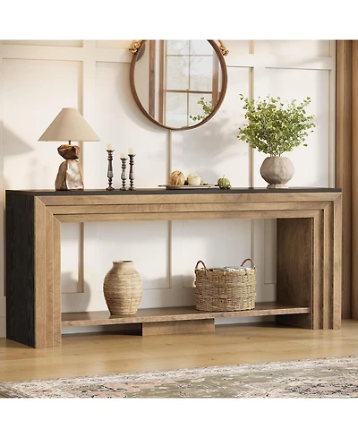 Tribesigns 70.9-Inch Long Console Table, 2-Tier Farmhouse Narrow Wooden Sofa Table for Living Room, Entryway, Hallway, Foye