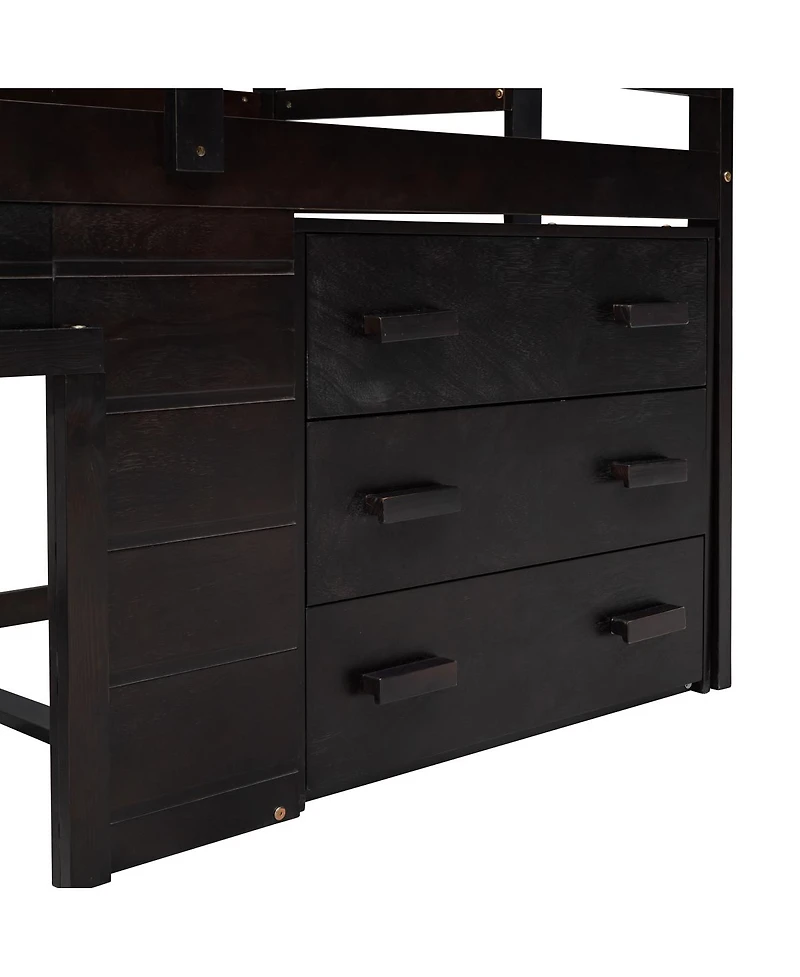 Streamdale Furniture Loft Bed with Cabinet and Shelf