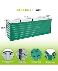 Streamdale Furniture 2-Pack 93.7''x31.5''x32.3'' Ergonomic Raised Metal Garden Bed with 8 Reinforcing Rods