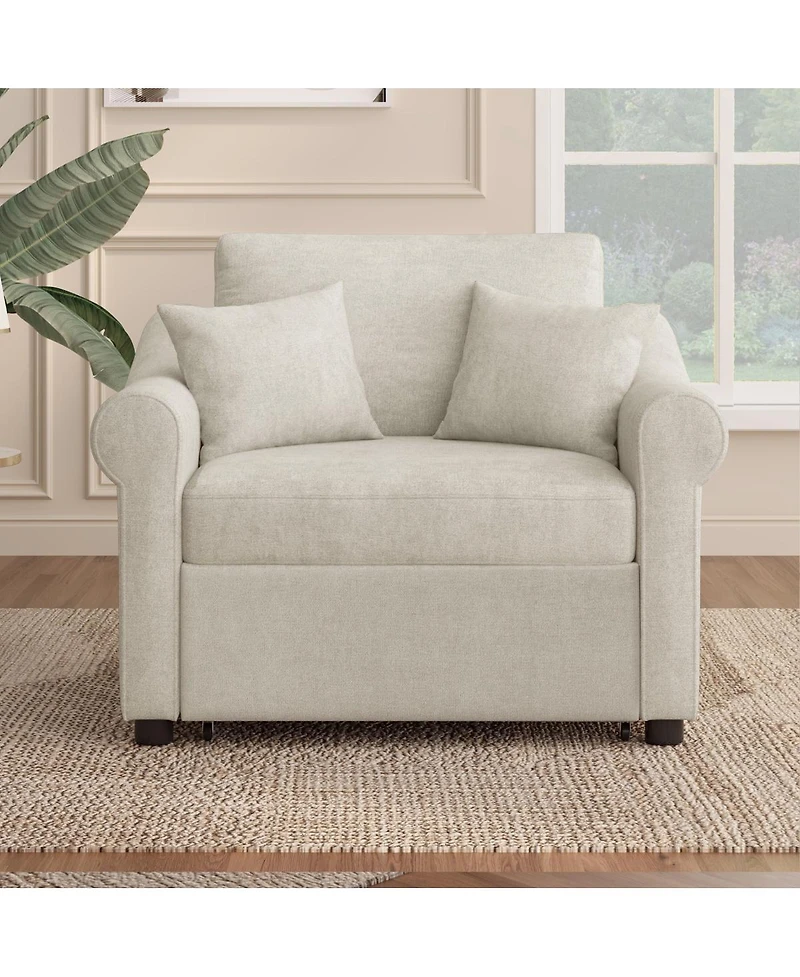 Streamdale Furniture Chenille 3-in-1 Convertible Sleeper Chair with Adjustable Backrest