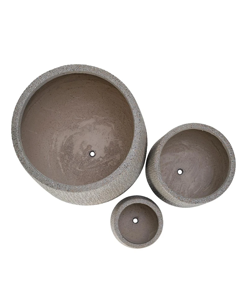 Streamdale Furniture Egg-Shaped Mgo Outdoor Planter Set of 3 Stone-Look Pots with Drainage