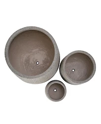 Streamdale Furniture Egg-Shaped Mgo Outdoor Planter Set of 3 Stone-Look Pots with Drainage