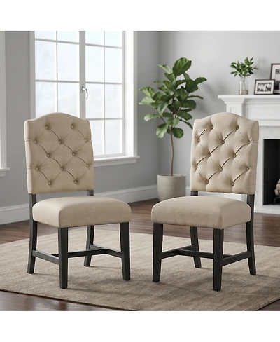 Streamdale Furniture Retro Style Upholstered Dining Chair Set (2-Pack Espresso)