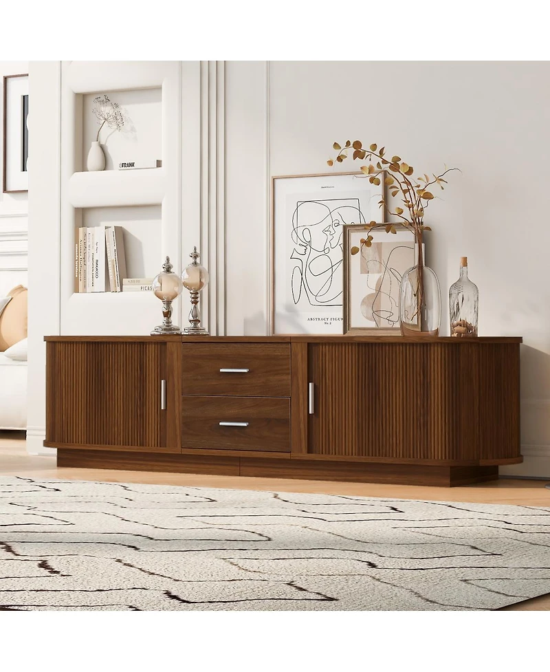 Streamdale Furniture Modern Tv Stand with Hidden Storage and Rounded Corners for 65''-70'' TVs