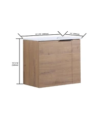 Sillysis 22 Inch Wall Mounted Bathroom Vanity with Ceramic Sink, Soft Close Door, Modern Floating Cabinet