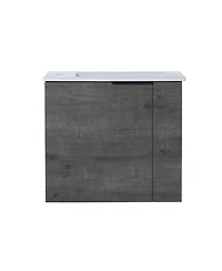 Sillysis 22 Inch Wall Mounted Bathroom Vanity with Ceramic Sink, Soft Close Door, Modern Floating Cabinet