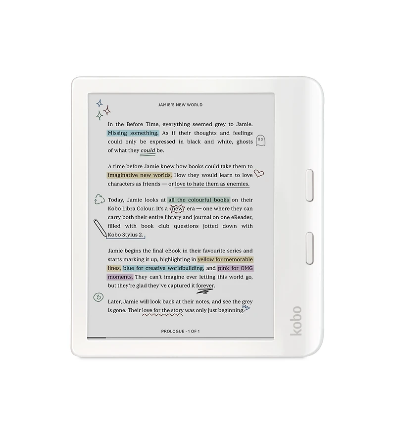 Kobo Libra 32GB Colour eReader with Notebook SleepCover Case, Stylus and Ac Bundle