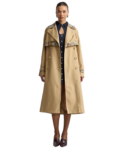 Avec Les Filles Women's Combo Belted Trench Coat