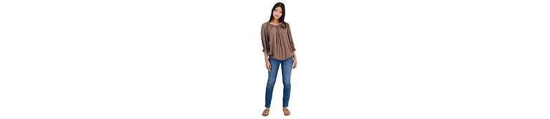 Democracy Petite Scoop Neck Elbow-Sleeve Blouse