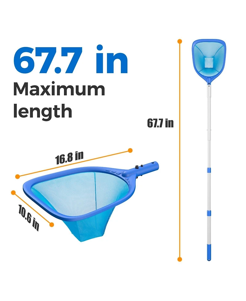Xdovet Pool Skimmer Net Leaf Rake Adjustable Pole