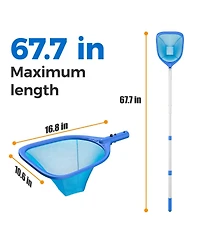 Xdovet Pool Skimmer Net Leaf Rake Adjustable Pole