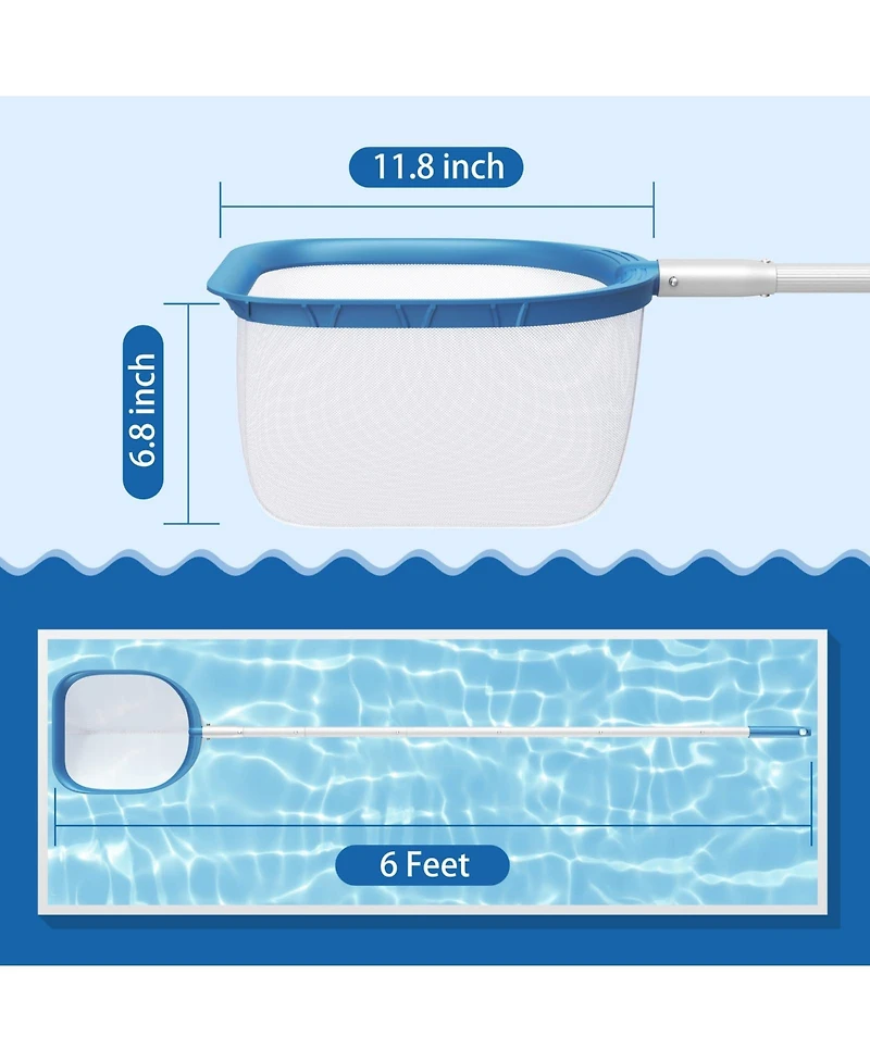 Xdovet Pool Skimmer Net Aluminum Pole Fine Mesh Debris Removal