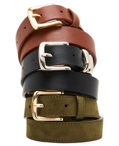 Steve Madden Textured Buckle Belt, 3-Pack