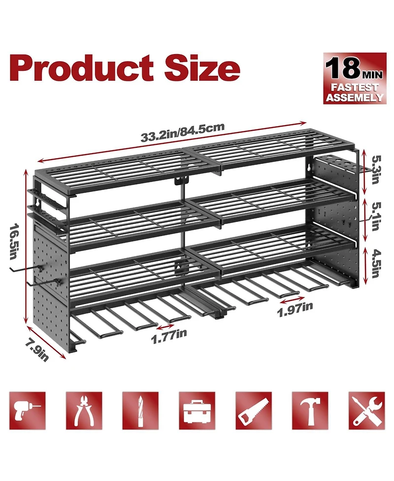 Xdovet Power Tool Organizer Wall Mount Rack Pegboards Workshop Storage