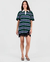 Bar Iii Women's Short-Sleeve Lace-Trim Rugby Dress, Macy's Exclusive