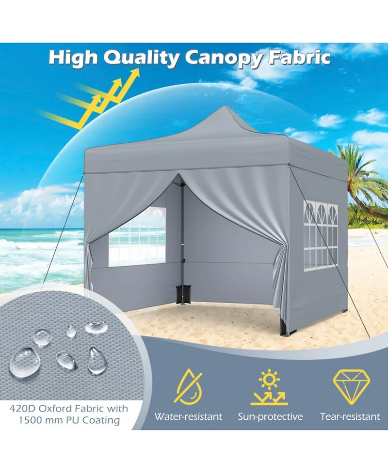 Gouun 10 x 10 Ft Pop Up Canopy Tent with 4 Removable Sidewalls