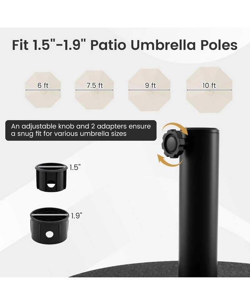 Gouun Fillable 90 Lb Round Patio Umbrella Stand with Dual Adapters