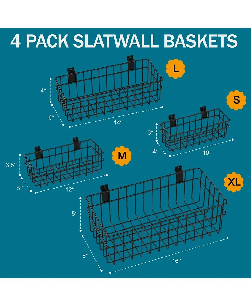 Xdovet Slatwall Baskets Metal Hanging Storage Organizer