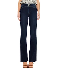 KanCan Women's Seren High Rise Exposed Button Bootcut Jeans