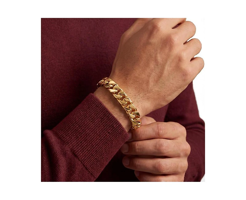 Rachel Glauber Timeless Men's 14K Gold Plated Curb Link Chain Bracelet