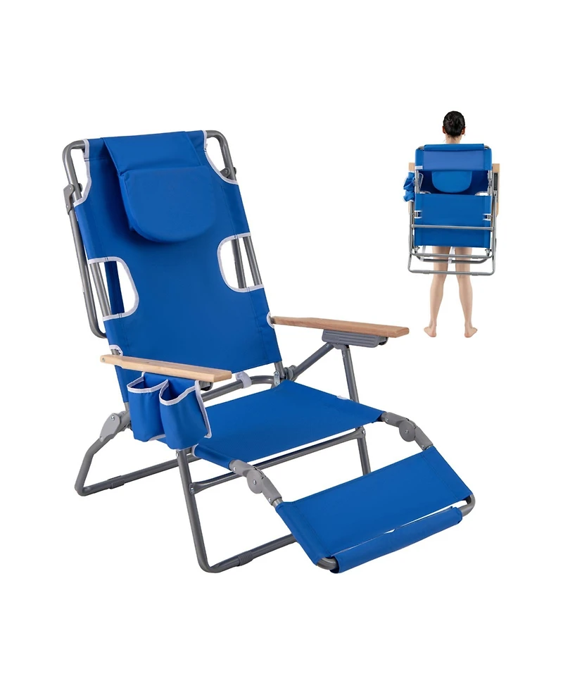 Sugift 3-in-1 Foldable Beach Chair with Footrest and Adjustable Backrest