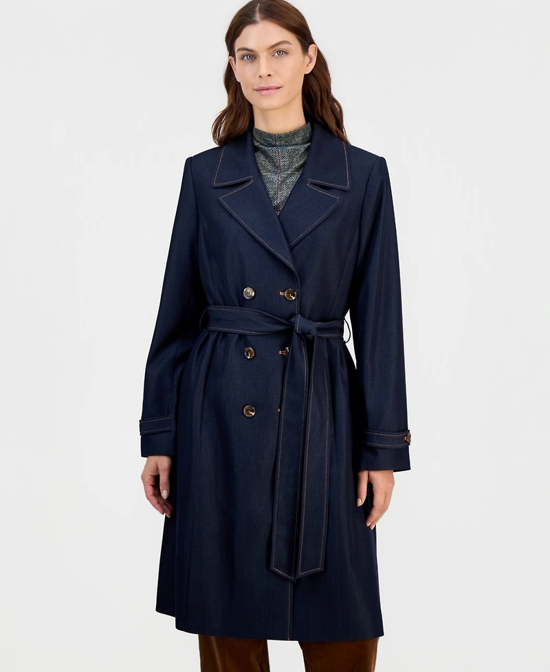 Tahari Asl Women's Denim Trench Coat