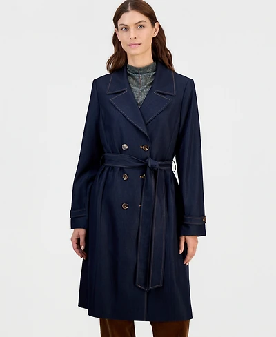 Tahari Asl Women's Denim Trench Coat