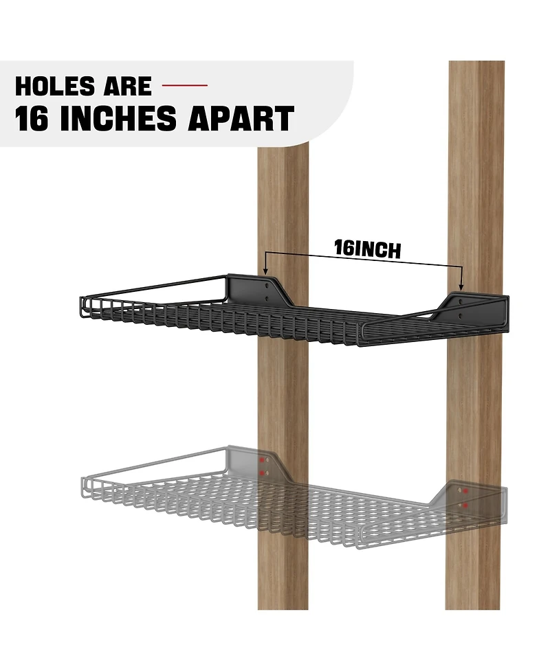Xdovet Wall Mounted Metal Rack Heavy-duty Organizer Shelves 2 Pack