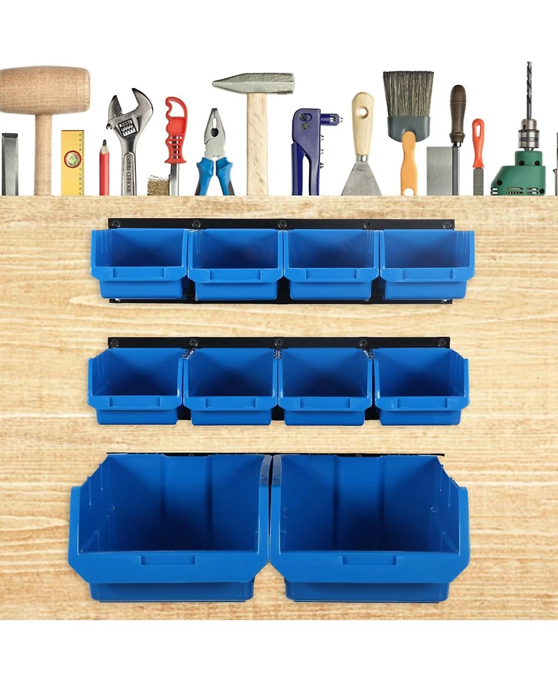 Xdovet Wall Mounted Parts Rack Bins Rails Organizer