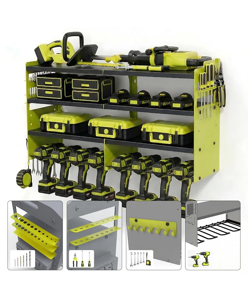 Xdovet Power Tool Organizer Wall Mount Metal Rack Drill Holder Charging Station