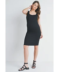 Hello Miz Women's Ribbed Knit Bodycon Maternity Tank Dress