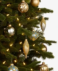 Holiday Lane Opulence Glass Gold-Tone, Silver-Tone & Blue Mixed Ornaments, Set of 12, Macy's Exclusive