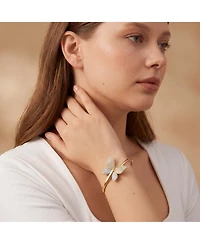 14K Gold Plated Bendable Cubic ZIrconia Butterfly Garden Bracelet