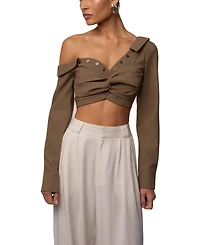 Jluxlabel Women's Off-Shoulder Twist Crop Top