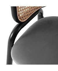LeisureMod Ervilla 4-pcs Modern Upholstered Kitchen Dining Chair - Comfortable Velvet Cushion and Powder-Coated Metal Frame