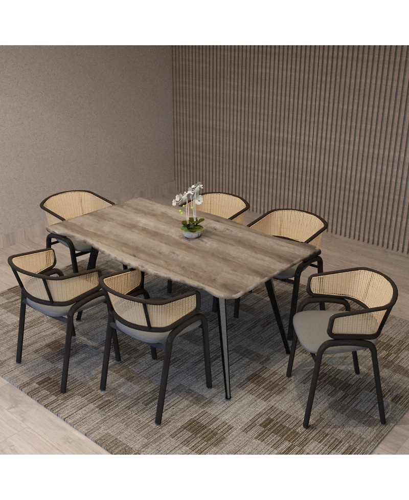 LeisureMod Ervilla 4-pcs Modern Upholstered Kitchen Dining Chair - Comfortable Velvet Cushion and Powder-Coated Metal Frame