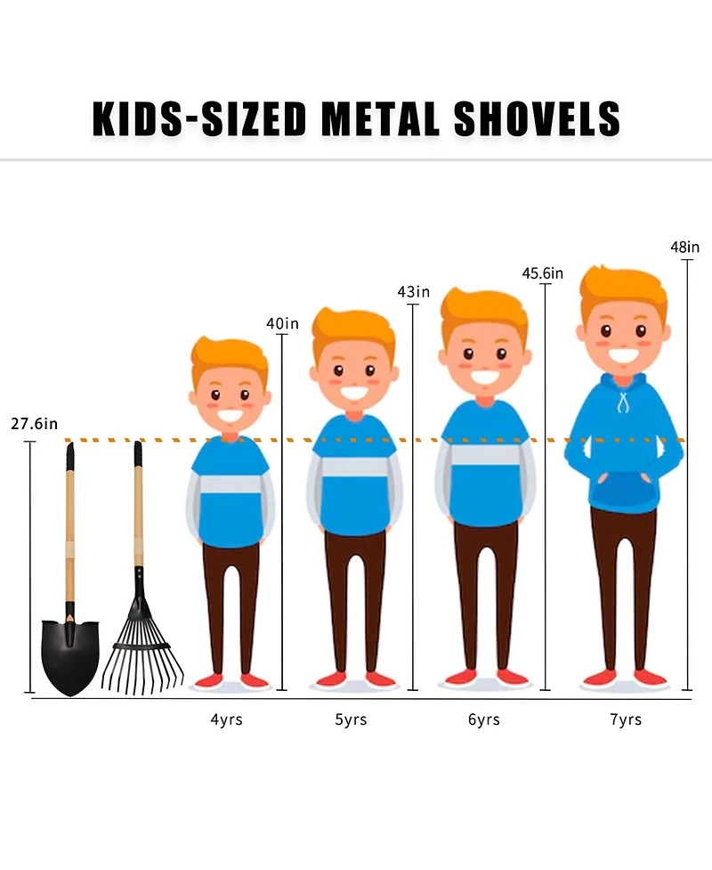Xdovet Rake Shovel Set Metal Head Wooden Handle Gardening Gifts Kids