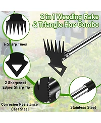 Xdovet Weed Puller Long Handle Manual Weeder Remover Rake Hoe Garden Tool