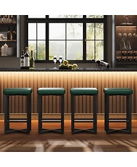 gaomon Set of 4, 24.6 Inch Counter Height Backless Barstools, Upholstered Pu Leather Seats with Metal X-Frame and Footrest, Modern Kitchen Stools