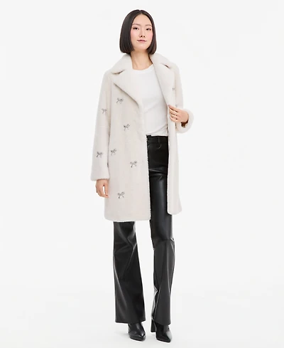 Cece Women's Faux-Fur Bow-Embellished Coat, Created for Macy's
