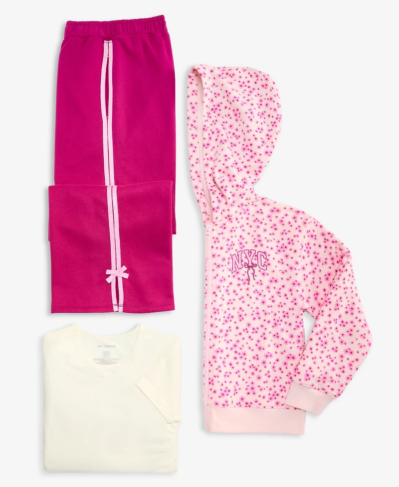 Epic Threads Girls' Xs-xl Nyc Bow Printed Zip Fleece Hoodie, Macy's Exclusive