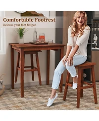 Sugift 3-Piece Bar Table Set with Pub Table and 2 Saddle Stools