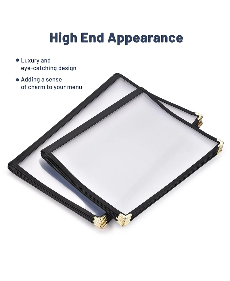 WeChef 30 Pack Menu Covers 8.5 x 14" Book Style Menu Holders 7 Pages 14 Views Restaurant Club Black